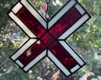 Red & White St. Andrew's Cross with Black Patina