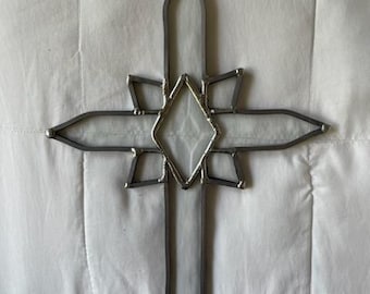 Clear Starburst Stained Glass Cross