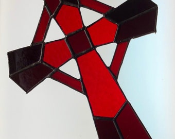Stained Glass Celtic Cross- Red
