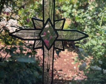 Designer Clear Starburst Stained Glass Cross