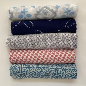Block Printed Cotton Scarves, 9 Colors & Designs Choose From