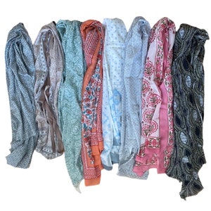 Block Printed Cotton Scarves (unfinished edges)