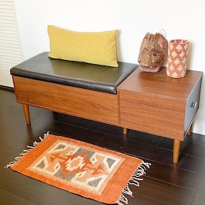 Handmade Burnt Orange Space Rugs, Geometric Design, Handmade with Wool with Fringes, 16"x27"