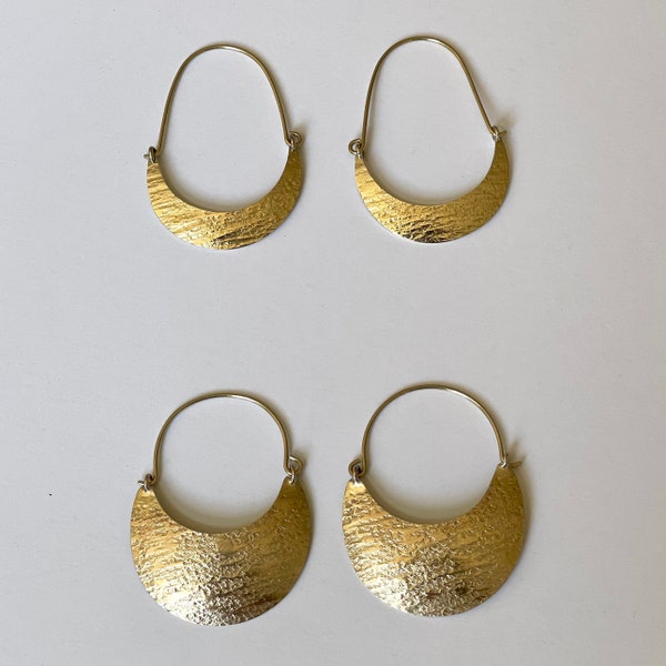 Gold Crescent Half Moon Hoops Made With Brass