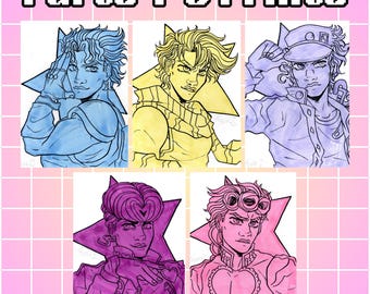 JJBA Protag Prints 5x7" | Parts 1-5 | Jojo, anime, art print