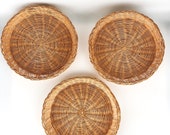 Set of Three Boho Wall Baskets Vintage Wicker Rattan Flat Wall Set Set of Hanging Baskets Basket Collage Boho Decor Bohemian