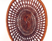 Vintage Wicker Flower Wall Basket, Boho Hanging Wall Basket Collage, Bohemian Decor, Rattan Flat Platter, Oval