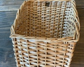 Vintage Wicker Boho Basket Woven Bohemian Basket Decor Wall Basket Hanging Basket Planter Basket Mid Century Modern Planter