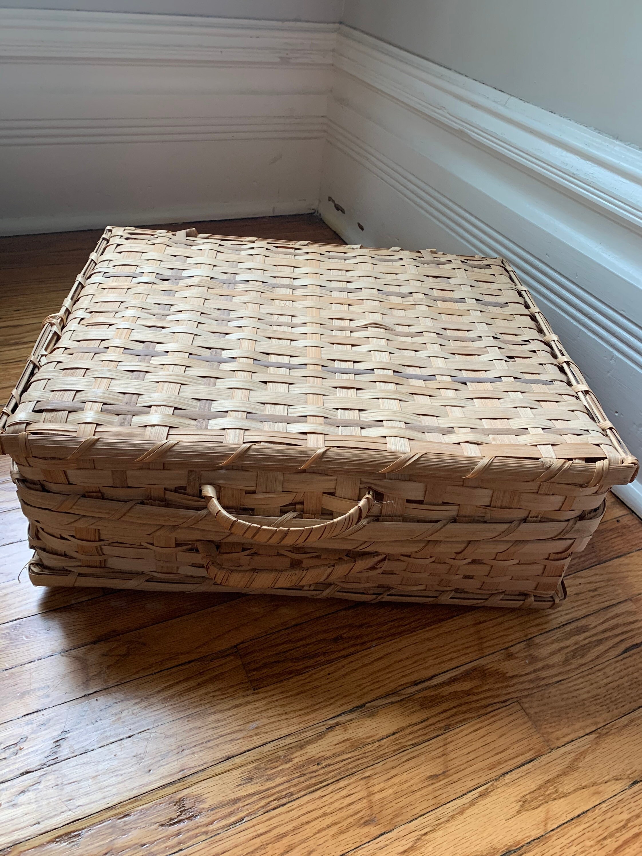 Vintage Wicker Suitcase Picnic Basket Boho Decor Bag Etsy