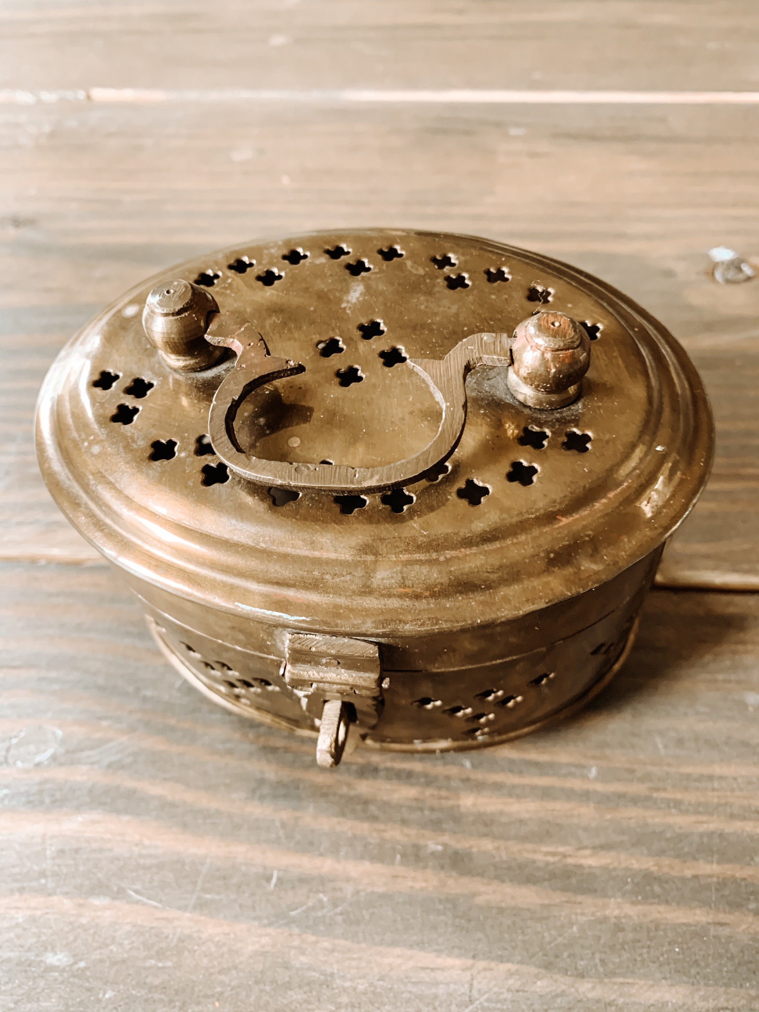 Vintage Brass Jewelry Box Ring Holder with Handle Boho Mid Etsy