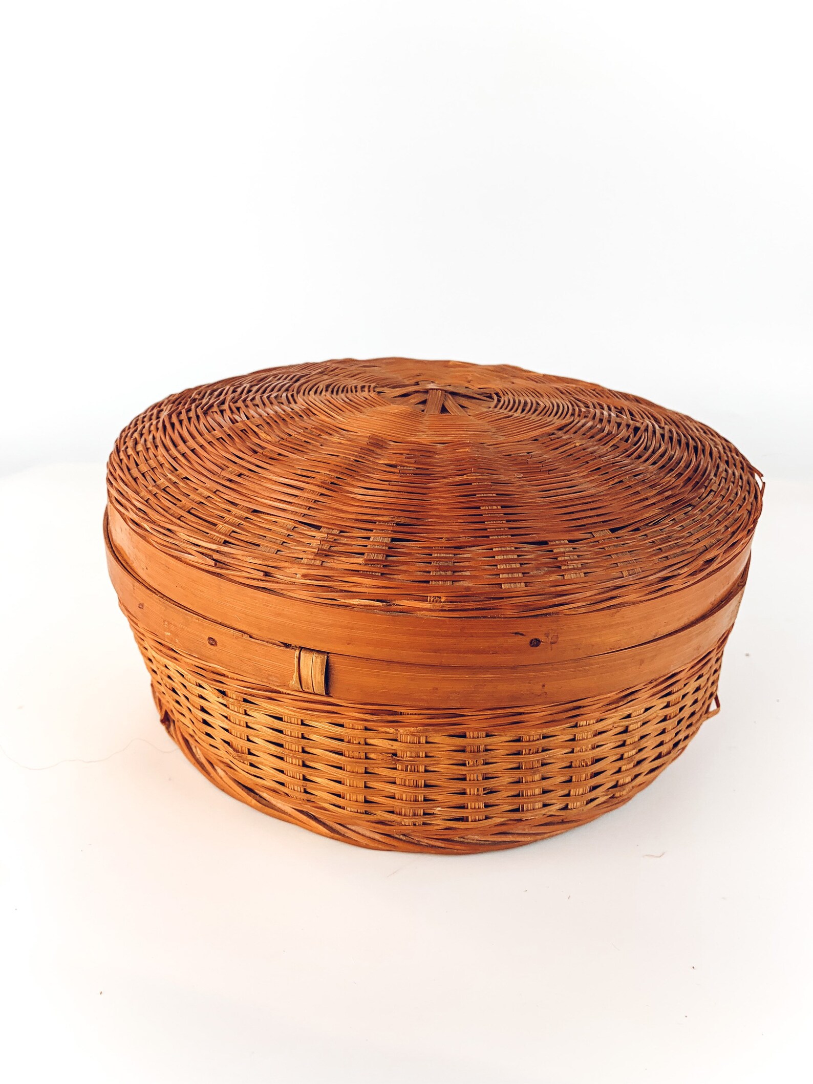 Vintage Wicker Sewing Basket with Lid Rattan Wicker Boho Etsy