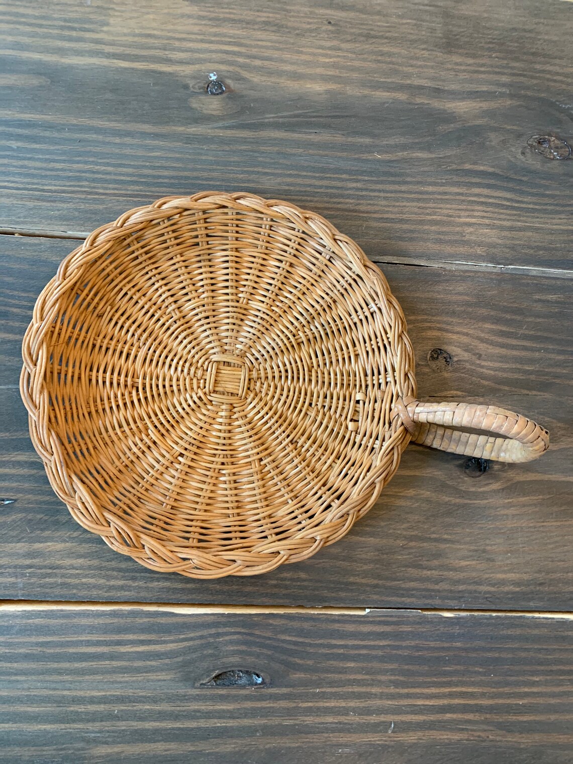 Vintage Wicker Wall Basket with Thick Handle Boho Hanging Etsy