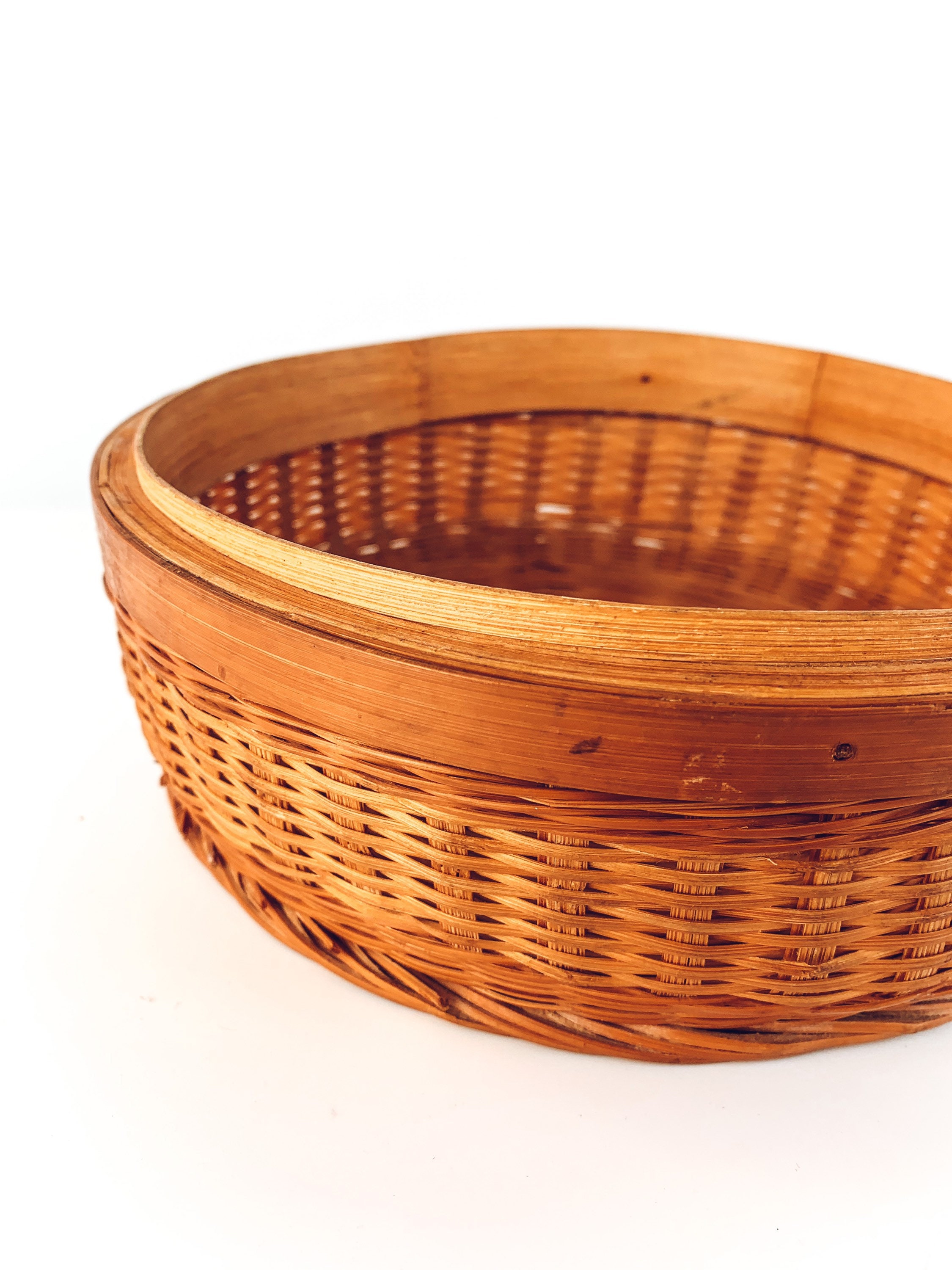 Vintage Wicker Sewing Basket with Lid Rattan Wicker Boho Etsy