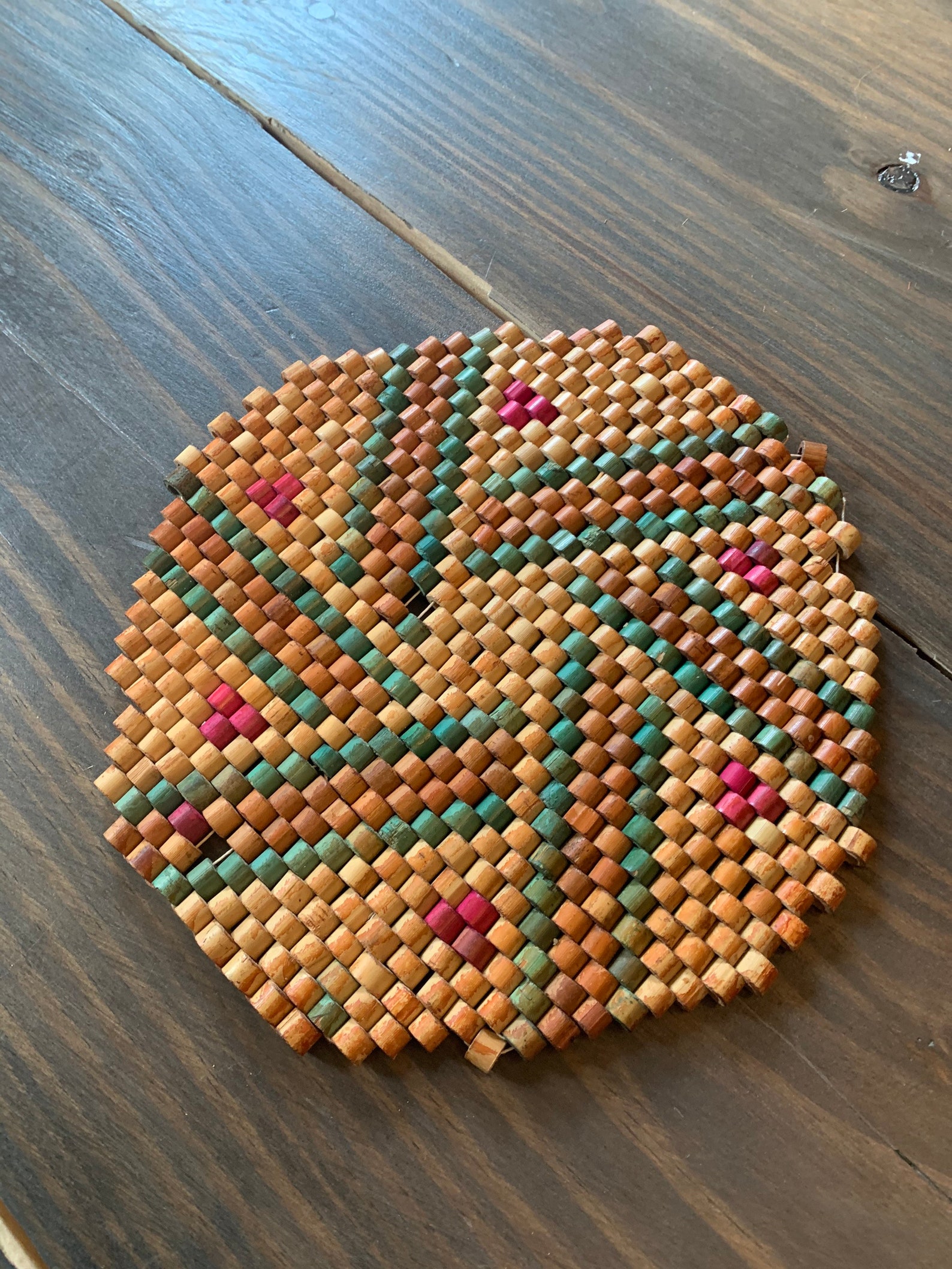 Neutral Boho Wood Bead Trivet Hanging Trivet Vintage Wood Etsy