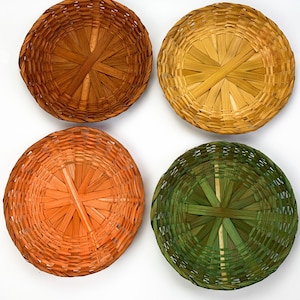 Set of Four Fall Autumn Vintage Wicker Wall Basket, Boho Hanging Basket, Wall Collage, Bohemian Decor, Mid Century Modern, Rattan Plate