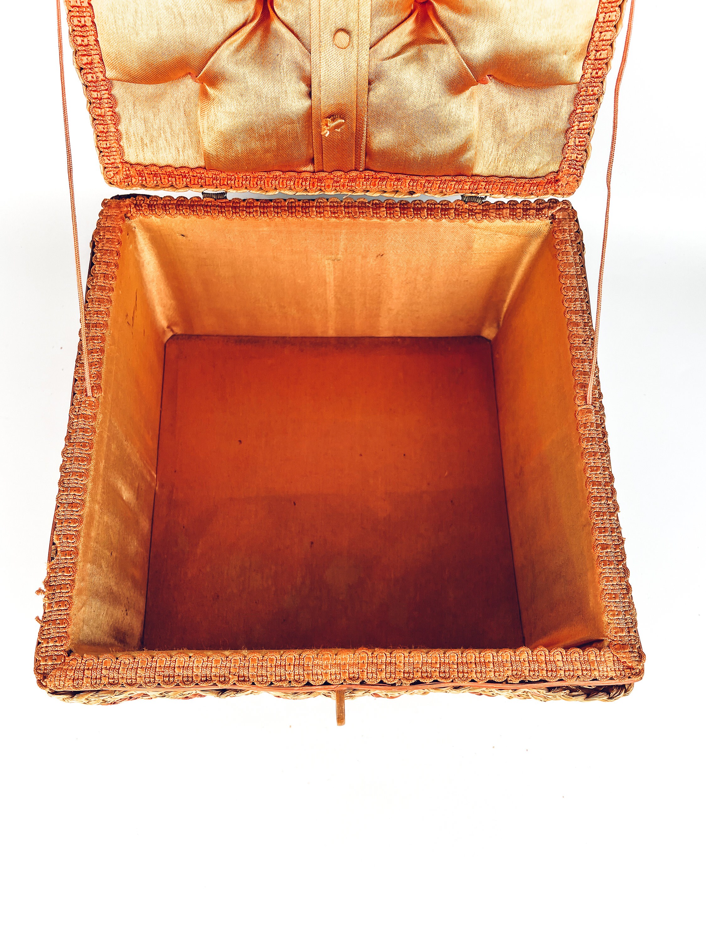 Large Vintage Wicker Sewing Basket With Lid and Handle Etsy