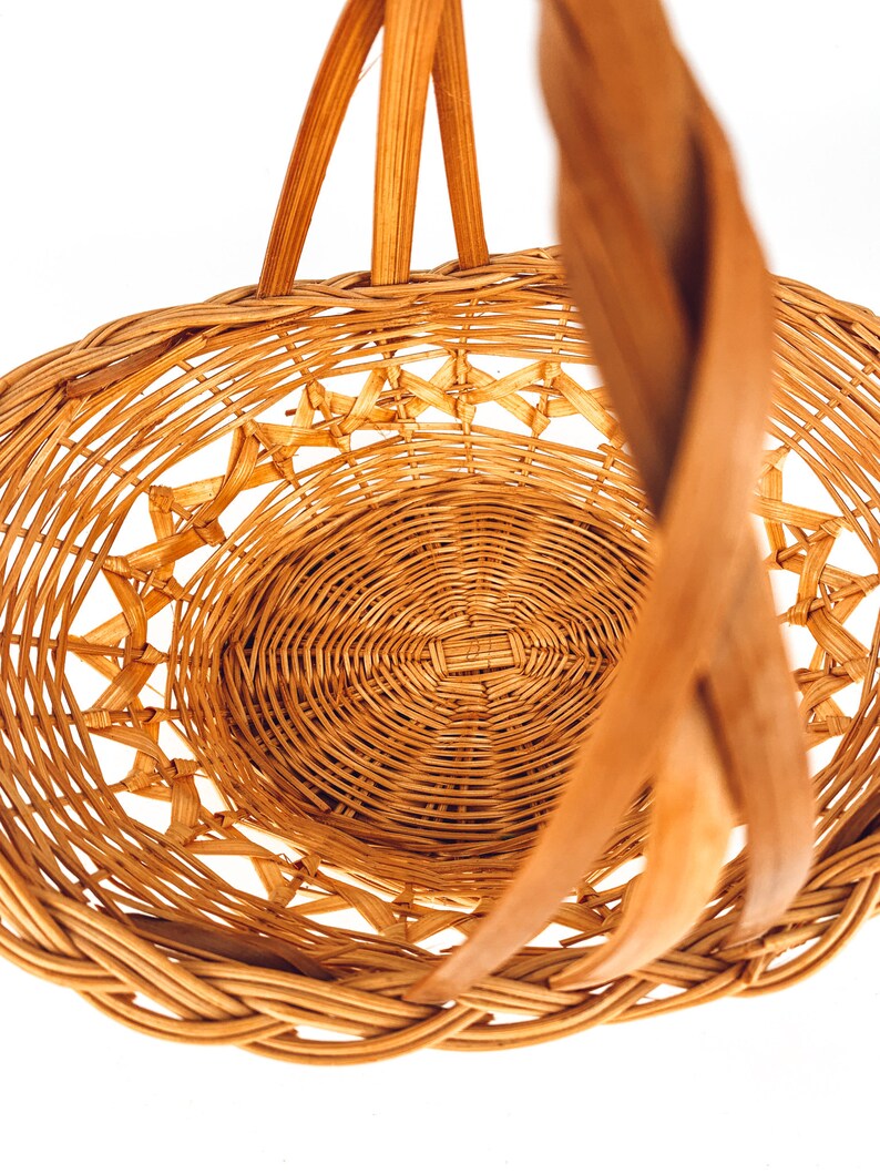 Home & Living Baskets Boho Decor Small White Vintage Wicker Basket with