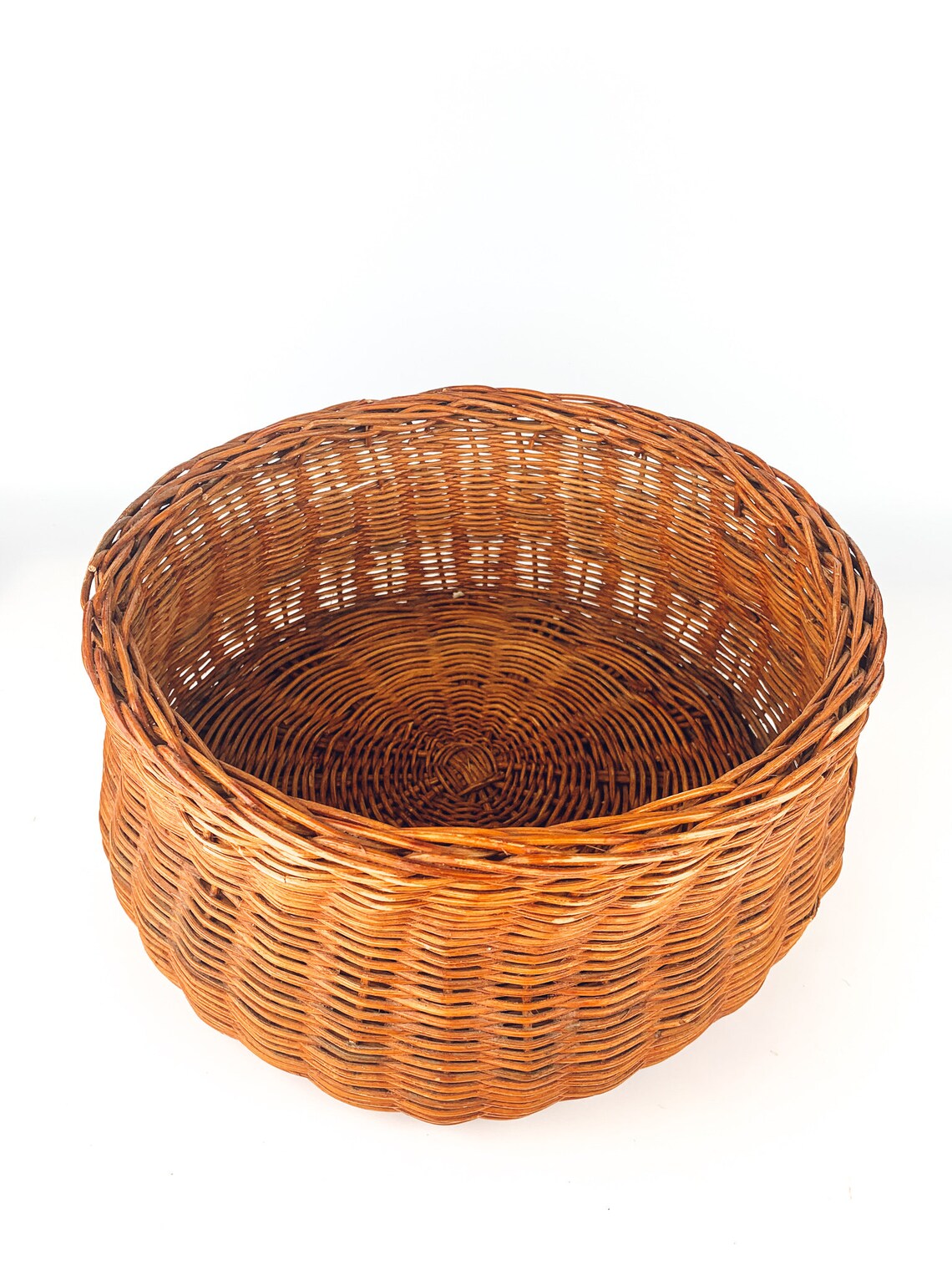 Large Vintage Wicker Sewing Basket with Lid Rattan Wicker Etsy