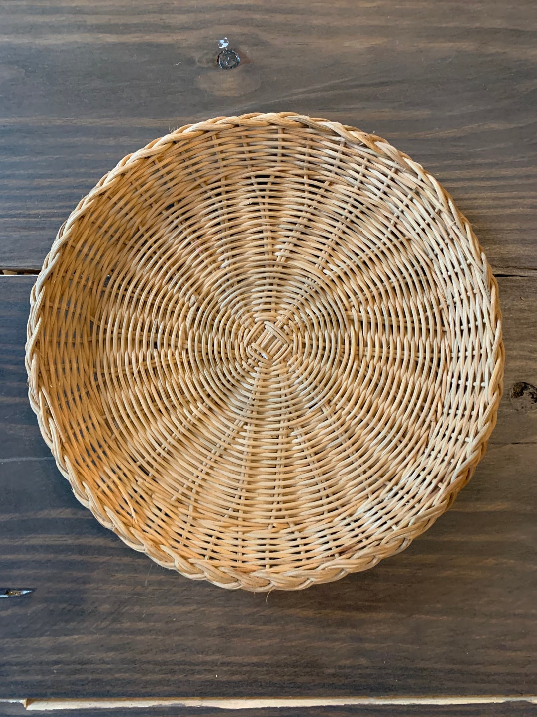 Flat Wall Basket - Vintage Wicker Rattan Flat Wall Hanging Basket ...