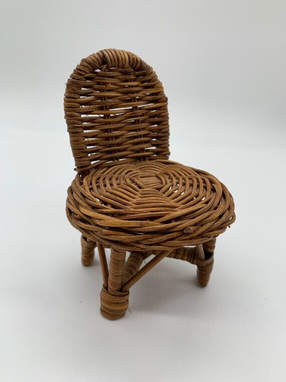 Small Wicker Chair Plant Stand Vintage Boho Decor Rattan Etsy