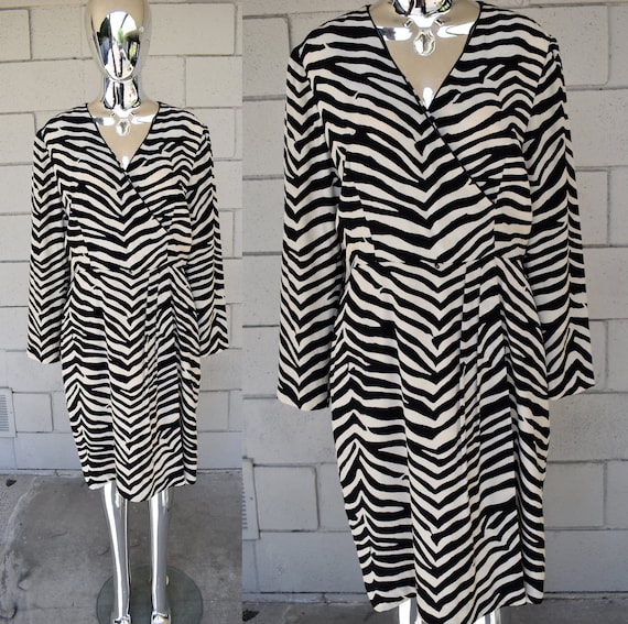 Adriana Papell Zebra Silk Dress