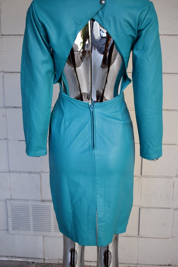 Hugo Buscati creamy turquoise leather dress - image 6