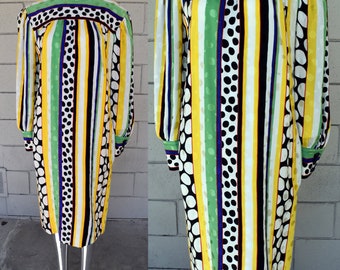 Adele Simpson Silk Vertical Stripe Dress