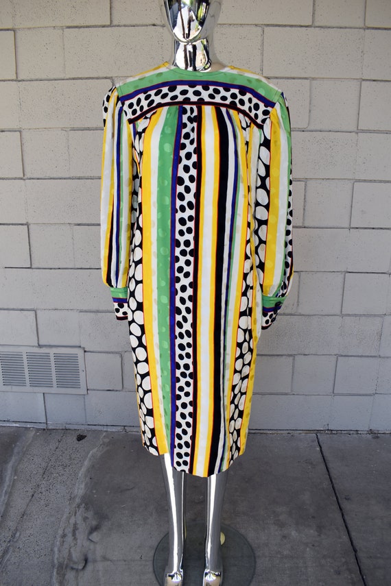 Adele Simpson Silk Vertical Stripe Dress - image 2