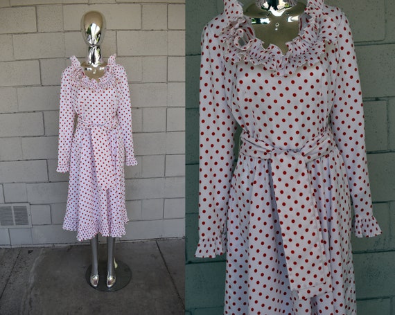 Victor Costa Romantic Polka Dot Dress