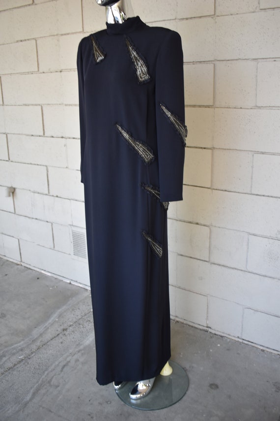 Andre Laug 1980s Long Ball gown with dark grey si… - image 3