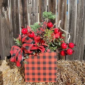 Buffalo Plaid Floral Arrangement
