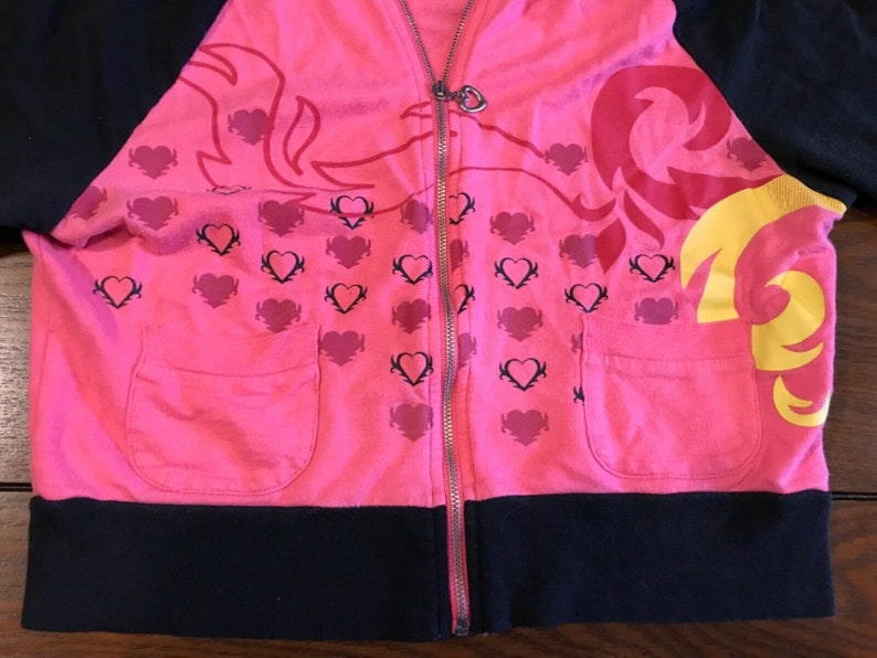 CANDIE\u2019S Pink and Black Love Heart breaker Lightweight Zip up Hooded Jacket Toddler/'s Size Medium.