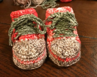 Handmade Crochet Multicolored BEAUTIFUL Baby Shoes made from 100% Cotton ICE YARN from Turkey, Size 0 to 3 Months. | Baby Booties.