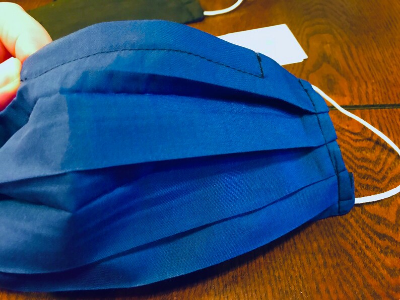 Handmade BLUE & BLACK Reversible Pleated Face MASK With Etsy