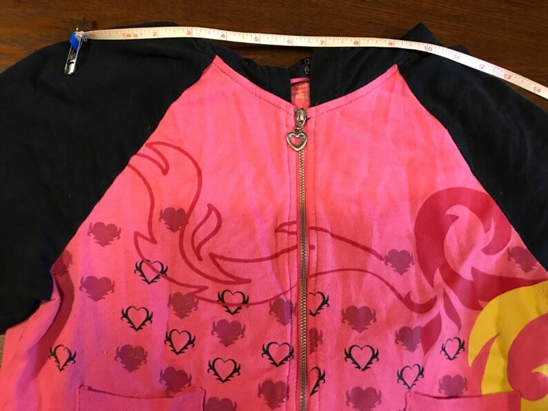 CANDIE\u2019S Pink and Black Love Heart breaker Lightweight Zip up Hooded Jacket Toddler/'s Size Medium.