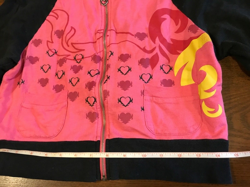 CANDIE\u2019S Pink and Black Love Heart breaker Lightweight Zip up Hooded Jacket Toddler/'s Size Medium.