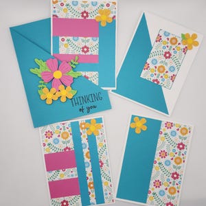 Thinking of You Pocket Greeting Card | Blank Inside | Mexican Floral | Otomi Inspired | Layered | Handmade