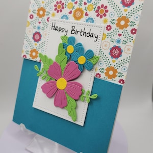 Double Flap Card | Happy Birthday Card | Feliz Cumpleaños Card | Blank Inside | Mexican Floral | Otomi Inspired | Layered | Handmade