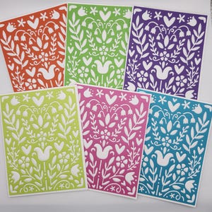Any Occasion Greeting Cards | Blank Greeting Cards | Mexican Floral | Otomi Inspired | Layered | Handmade