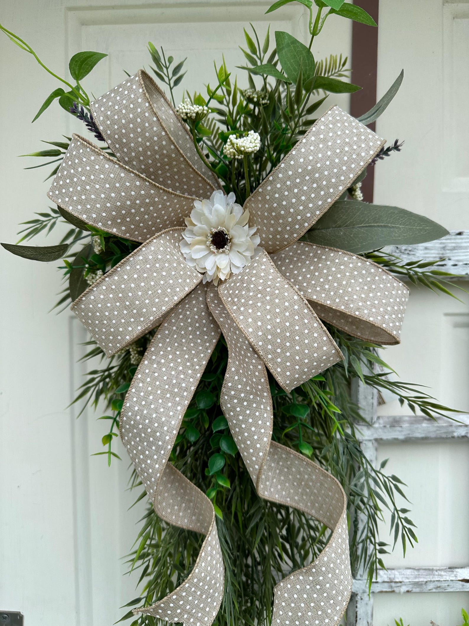 Distressed Window Frame, Greenery Decor, Everyday Swag, Swag Wreath ...