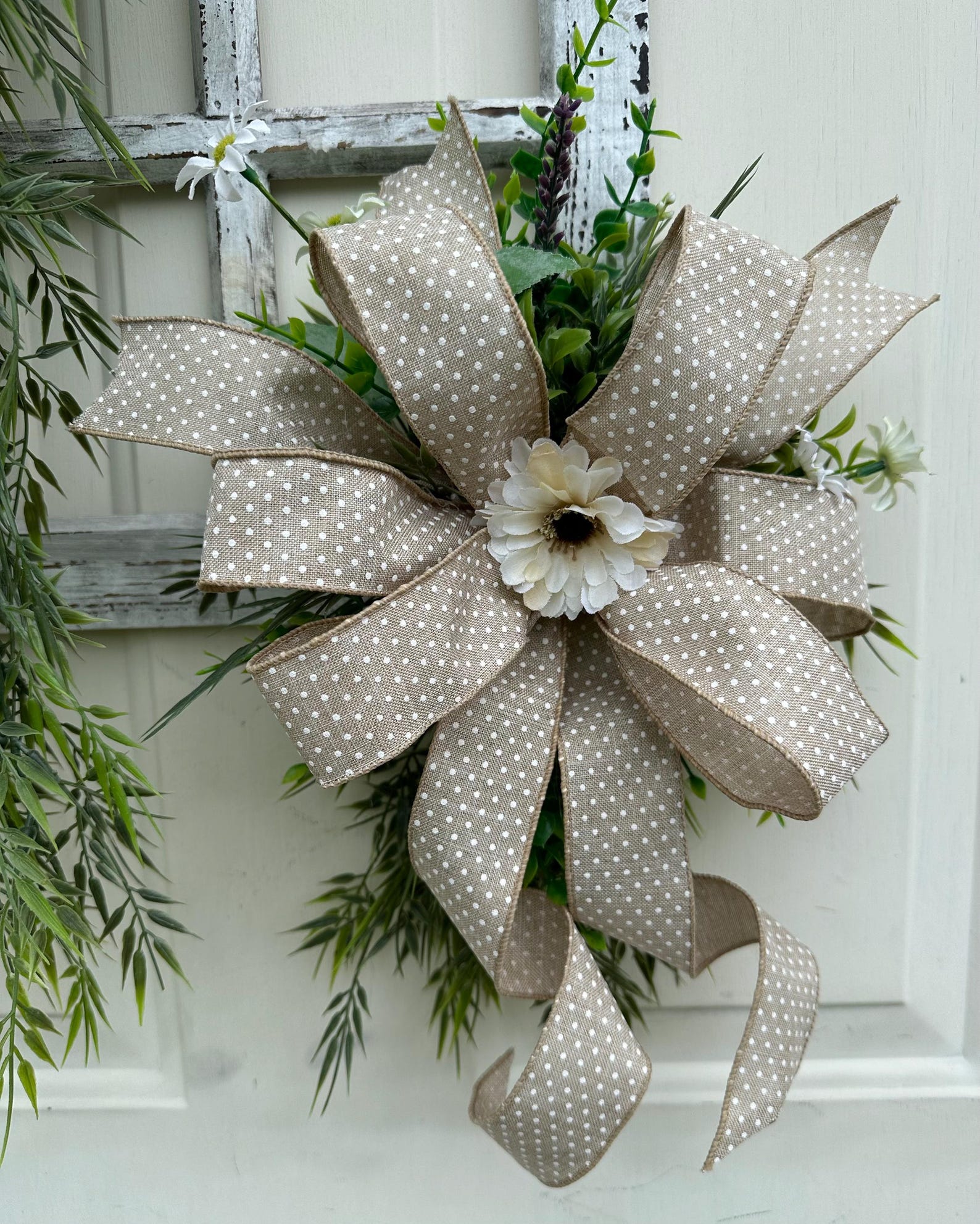 Distressed Window Frame, Greenery Decor, Everyday Swag, Swag Wreath ...