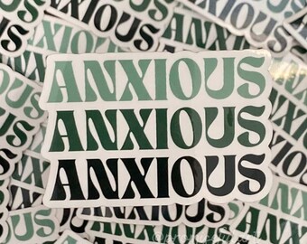 grüner ängstlicher Spell out Sticker, Mental Health Sticker, Angst Sticker, Mental Health Geschenke