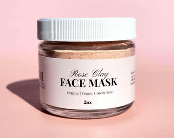 Rose Tonerde Gesichtsmaske Handgemachte minimalistische Gesichtsmaske Beruhigende Hautpflege auf pflanzlicher Basis Umweltfreundliches Konservierungsfrei Ganzheitliches Selbstpflege-Geschenk Her