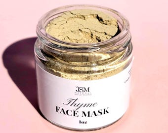 Gesichtsmaske mit Thymian-Tonerde für fettige Haut Ausgleichende pflanzliche Hautpflege Handgemachte Luxushautpflege Minimalistische Nachtpflege