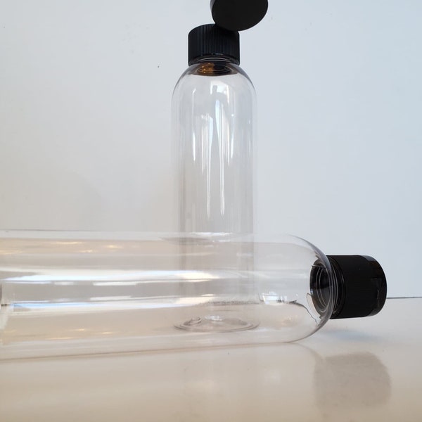 PET Plastic refillable empty clear bottle black flip top cap 8pcs for lotion, cream,shampoo,conditioner and extra