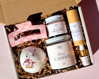Custom Selfcare Birthday Present Women Eco-friendly Bath Bomb Romantic Gift Girlfriend Rose Scented Candle Spa Box Mom Thank You Gift Idea