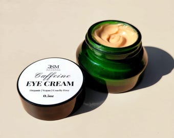 Crema orgánica para ojos para piel sensible, crema con cafeína para ojos, ojos hinchados, ojeras, hidratante para debajo de los ojos, ideas de regalo para el cuidado natural de la piel.