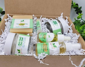 Self care gift box-Botanical facial kit-Combinations skin care package-Happy birthday &Christmas spa gift box for women-Organic-Cruelty Free