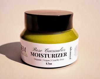 Organic moisturizer rose cucumber face cream for sensitive skin daily skincare day & night intensive soothing cream for teen girls or women