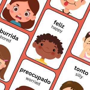 Emotions/Feelings Flashcards | Bilingual Spanish & English Educational Flashcards for Young Children (DIGITAL)